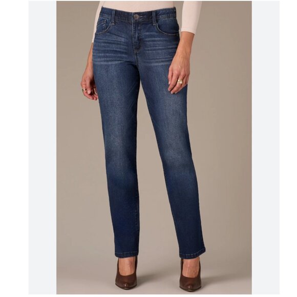 Worn Once! Wit & Wisdom Strait Leg Black Washed/Grey Jeans, Size 8 - Picture 1 of 13